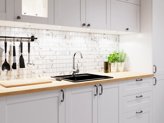 Mosaico de cerámica sobre malla para baño o cocina 30,5 cm x 30,5 cm - Marble Square