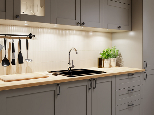 Ceramic mesh mosaic for bathroom or kitchen 29.6 cm x 29.3 cm - Matte beige