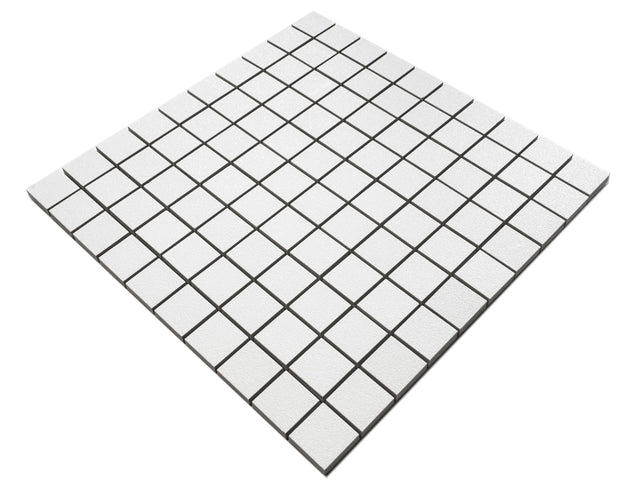 Mosaic in gres on net for bathroom or kitchen 30 cm x 30 cm - White chalk