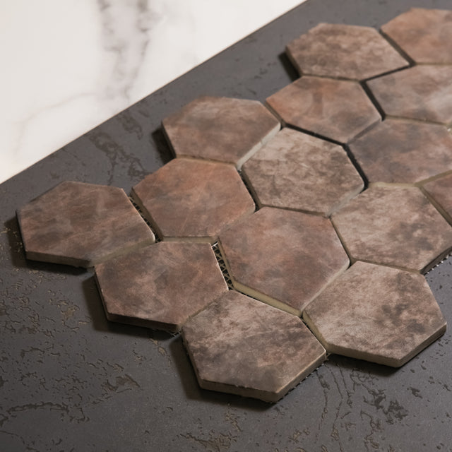 Mosaico de vidrio prensado en malla para baño y cocina 41 cm x 26 cm - Hexa air slat