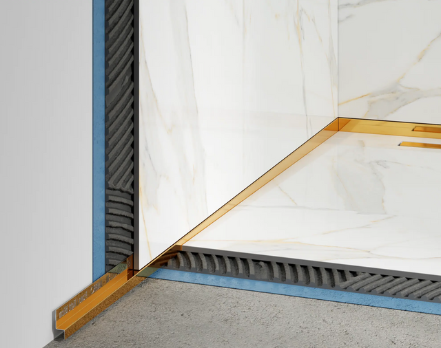 LSL Duschprofil linke Wand aus glänzendem Edelstahl in Gold