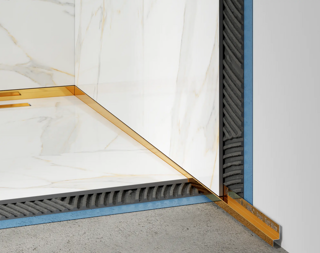 Profilo doccia LSP muro destro in acciaio inossidabile oro lucido