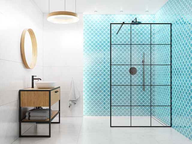 Ceramic mosaic on mesh for bathroom or kitchen 28.5 cm x 29.0 cm - Adriatic wave