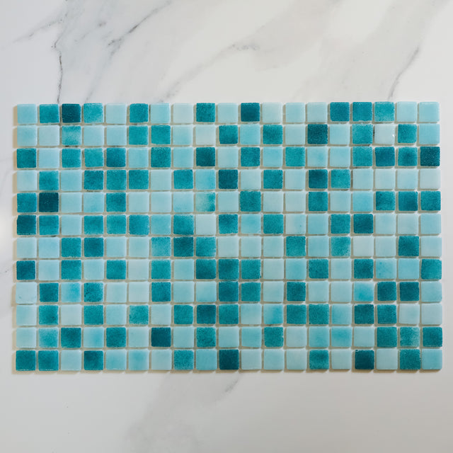 Mosaico in vetro pressato per piscine, bagni e saune 32.5 cm x 51.5 cm - Emerald Blue