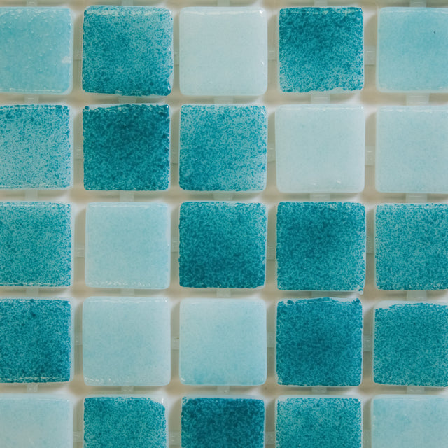 Mosaico in vetro pressato per piscine, bagni e saune 32.5 cm x 51.5 cm - Emerald Blue