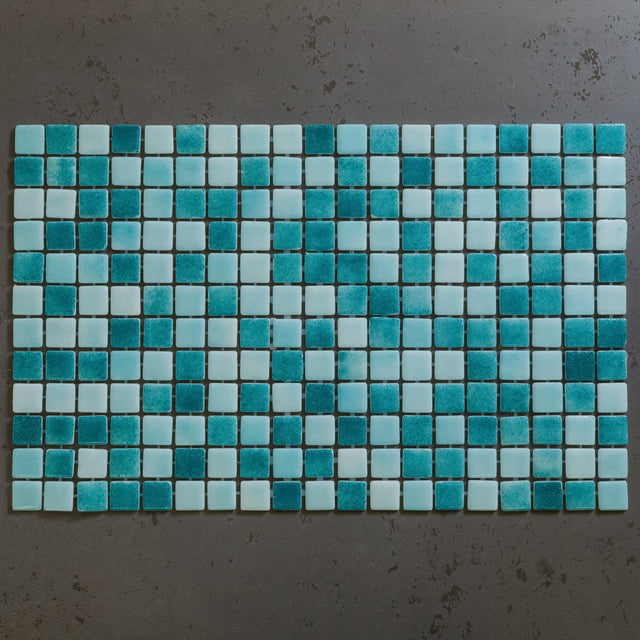 Mosaico in vetro pressato per piscine, bagni e saune 32.5 cm x 51.5 cm - Emerald Blue