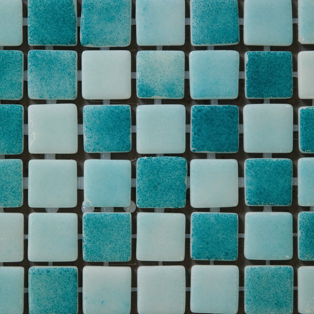 Mosaico in vetro pressato per piscine, bagni e saune 32.5 cm x 51.5 cm - Emerald Blue