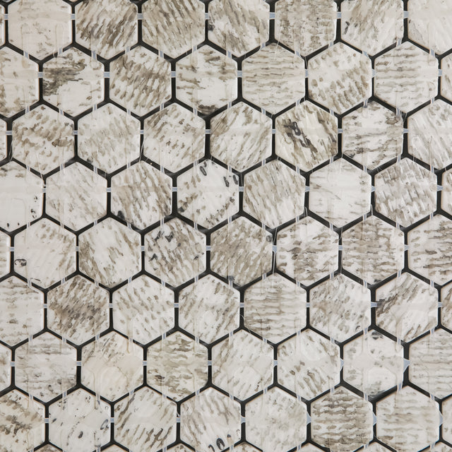 Mosaico de vidrio prensado en malla para baño y cocina 52 cm x 34 cm - Hexa olden mat