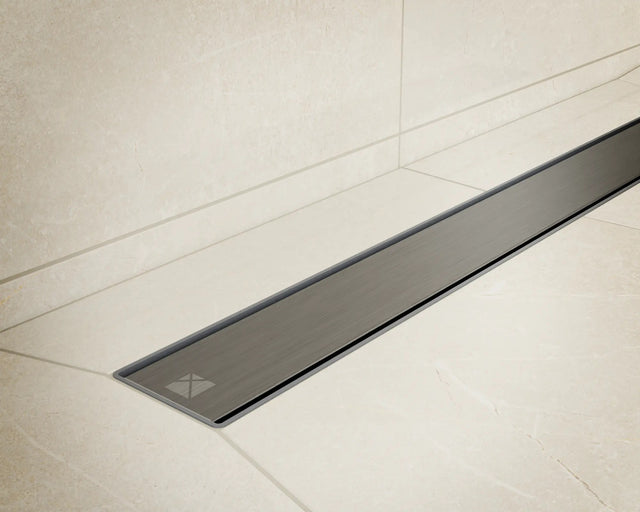 Lineare Duschablauf aus gebürstetem schwarzen Edelstahl