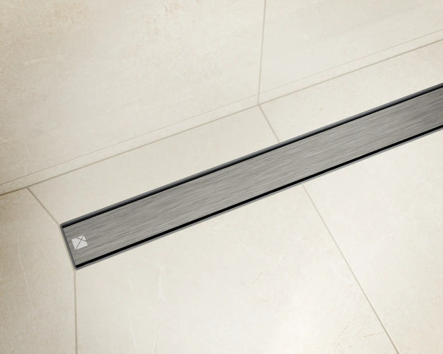 Canalina di scarico lineare per doccia a pavimento in acciaio, 60 cm x 6,5 cm, 61 l/min - argento lucido/satinato