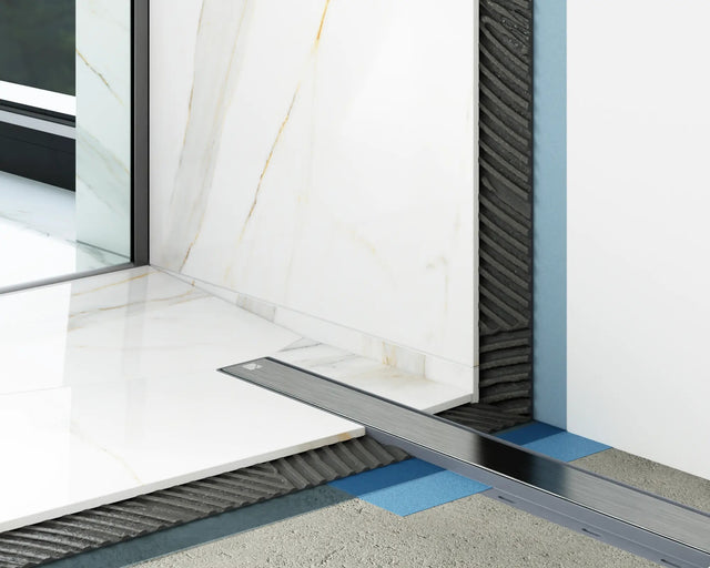 Canalina di scarico lineare per doccia a pavimento in acciaio, 60 cm x 6,5 cm, 61 l/min - argento lucido/satinato