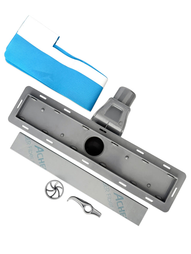 Canalina di scarico lineare per doccia a pavimento in acciaio, 40 cm x 6,5 cm, 61 l/min - oro satinato/lucido