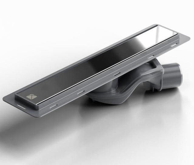 Canalina di scarico lineare per doccia a pavimento in acciaio, 40 cm x 6,5 cm, 61 l/min - argento satinato/lucido