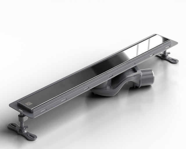 Canalina di scarico lineare per doccia a pavimento in acciaio, 60 cm x 6,5 cm, 61 l/min - nero lucido/satinato