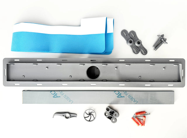 Canalina di scarico lineare per doccia a pavimento in acciaio, 60 cm x 6,5 cm, 61 l/min - rame lucido/satinato