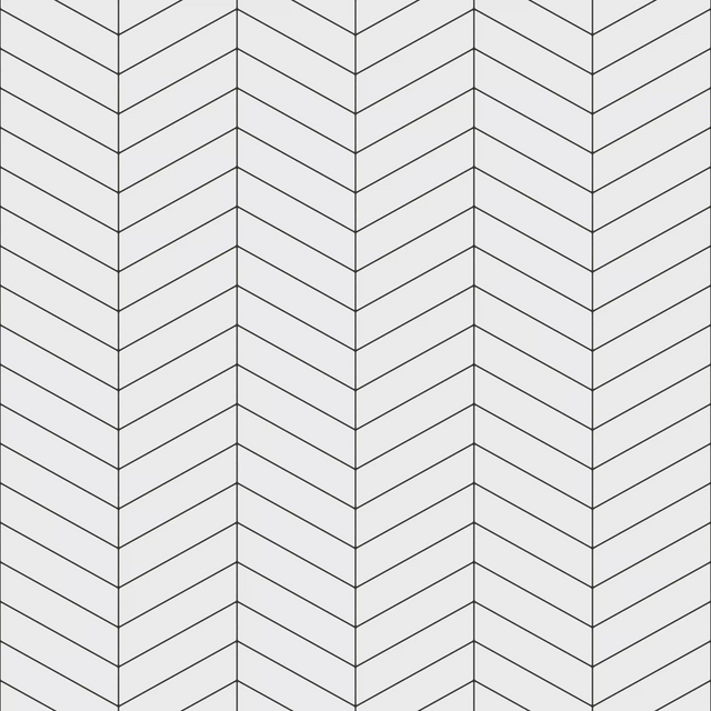 Ceramic mosaic on mesh for bathroom or kitchen 31.6 cm x 21.5 cm - Giant White Chevron