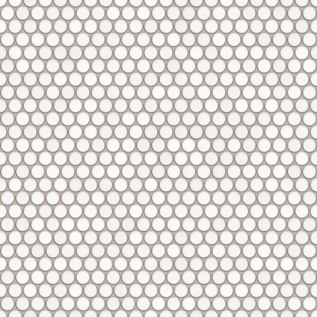 Mosaico in ceramica su rete per bagno o cucina 30.6 cm x 26.5 cm - White dots