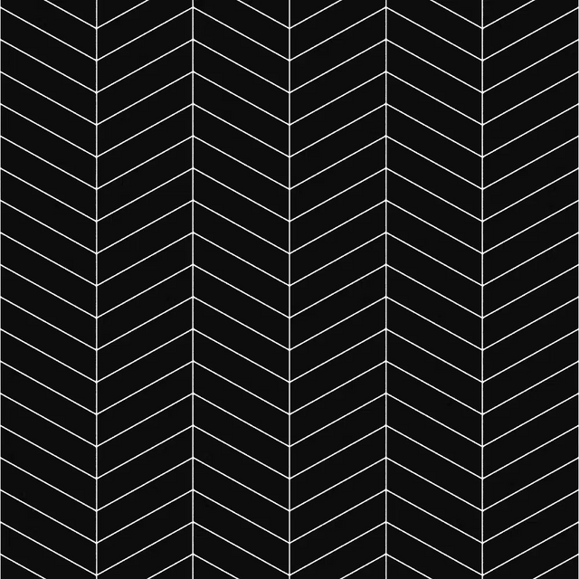Ceramic mosaic on mesh for bathroom or kitchen 31.6 cm x 21.5 cm - Giant Black Chevron