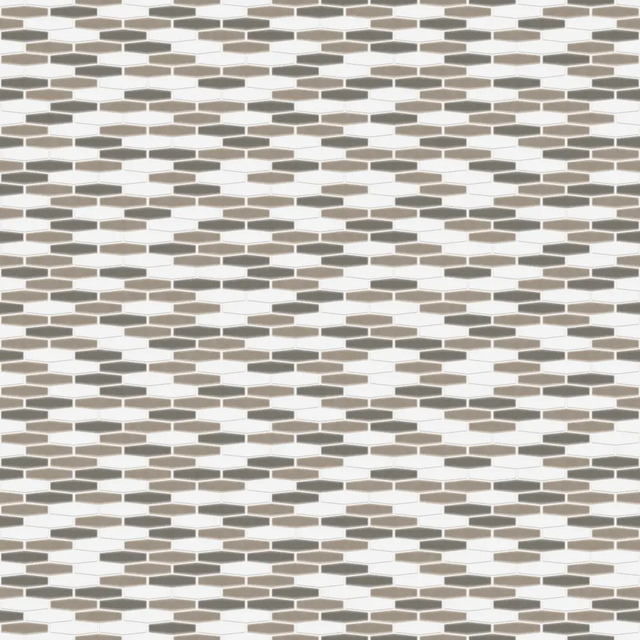 Ceramic mosaic on mesh for bathroom or kitchen 30.2 cm x 30.4 cm - Long hexagon