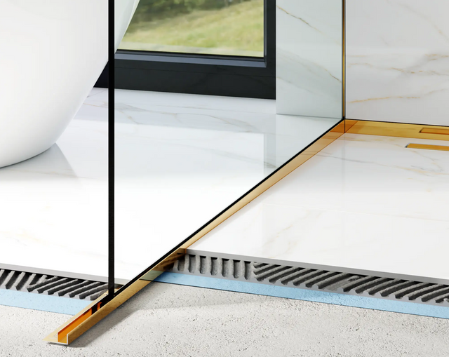 Profil de verre LPSL douche et sol gauche or brillant