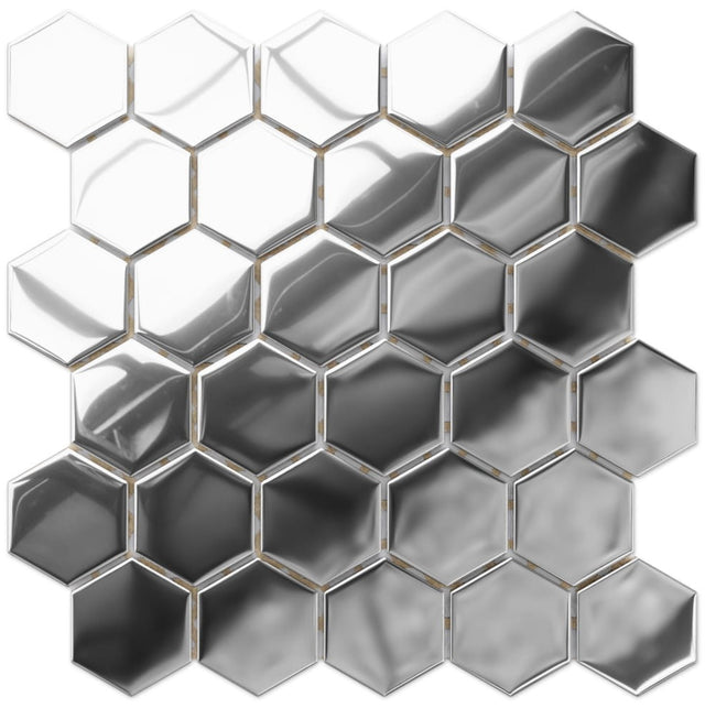 Mosaico in vetro su rete per bagno o cucina 25.5 cm x 24.7 cm - Liquid silver