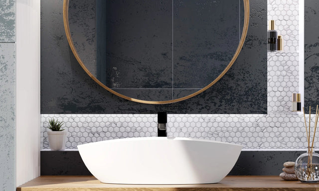 Mosaïque en céramique sur filet pour salle de bain et cuisine en céramique 30 cm x 26 cm - Ruche de marbre