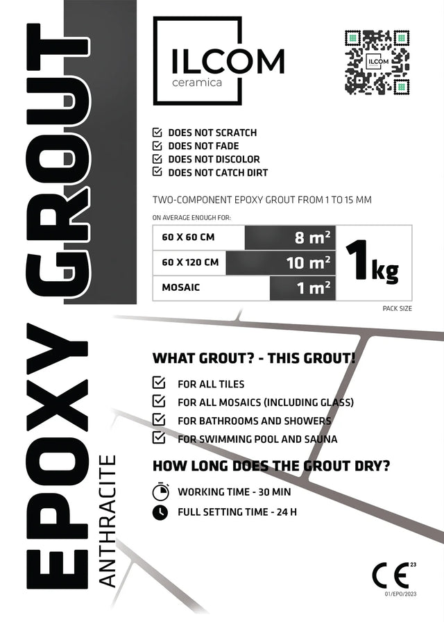 Zweikomponentiger Epoxidharz-Fugenmörtel für Fugen von 1 bis 15 mm - Anthrazit