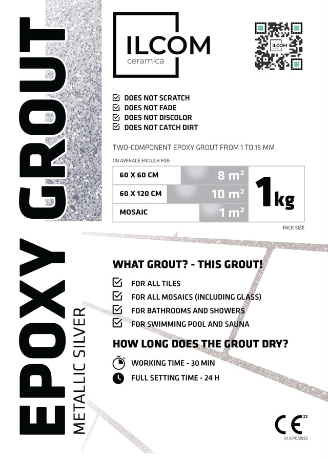 Masilla epoxi bicomponente para juntas de 1 a 15 mm - Plata metalizada