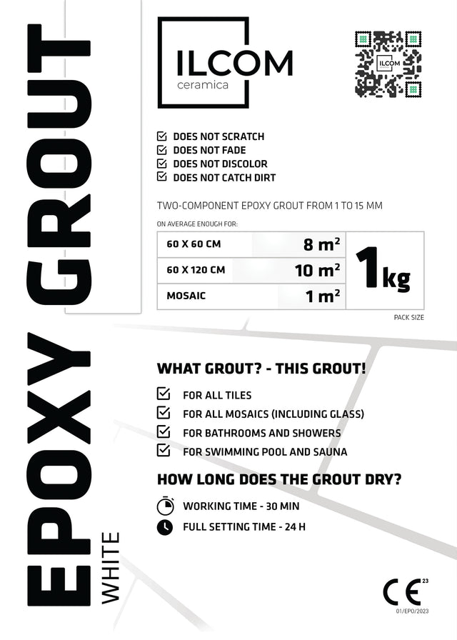 Stucco epossidico bicomponente per fughe da 1 a 15 mm - Bianco