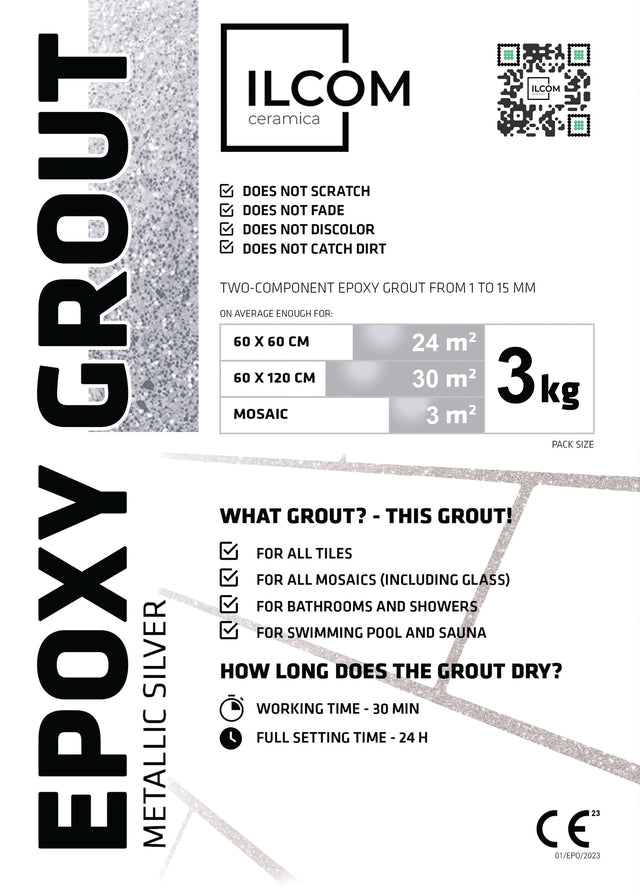 Masilla epoxi bicomponente para juntas de 1 a 15 mm - Plata metalizada