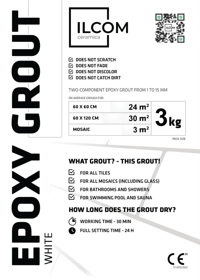 Stucco epossidico bicomponente per fughe da 1 a 15 mm - Bianco