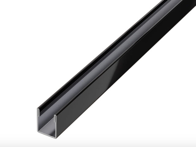 LM profile shower glass fixing in glossy black stainless steel