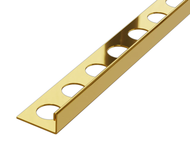 J-shaped decorative profile in stainless steel - polished gold