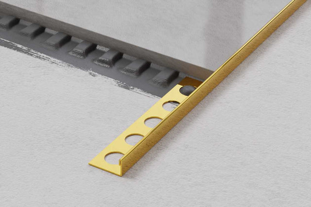 Profil décoratif en J d'angle en acier inoxydable - or brillant