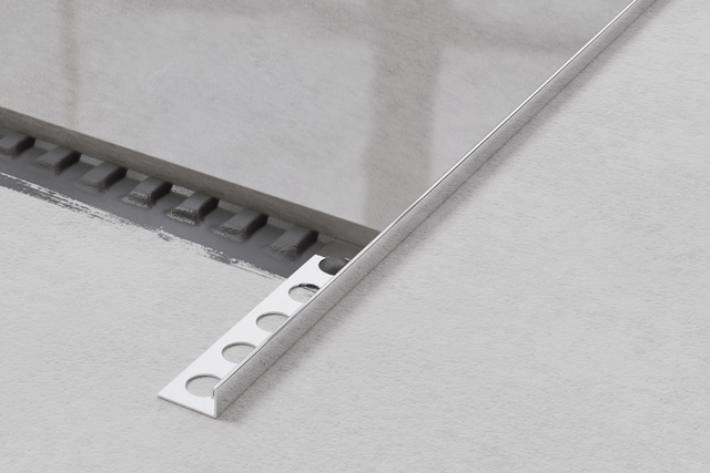 Profil décoratif en J d'angle en acier inoxydable - argent brillant