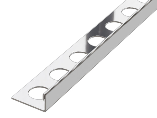 Profil décoratif en J d'angle en acier inoxydable - argent brillant