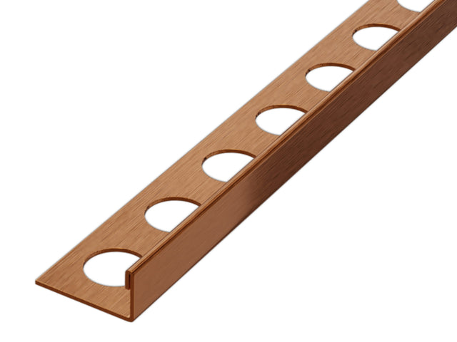 Perfil decorativo en J angular de acero inoxidable - cobre satinado