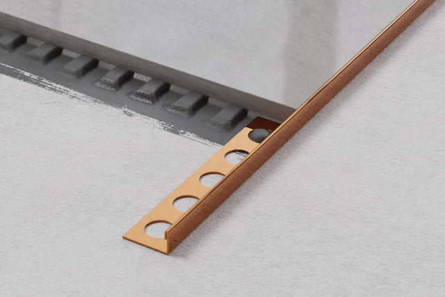 Profil décoratif en J d'angle en acier inoxydable - cuivre brillant