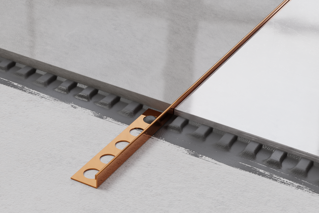 Profil décoratif en J d'angle en acier inoxydable - cuivre brillant