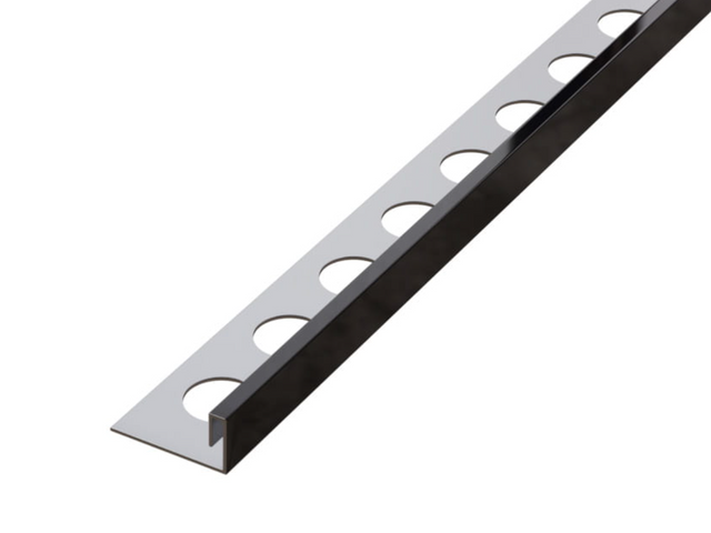 Perfil decorativo Js angular rectificado en acero inoxidable negro brillante