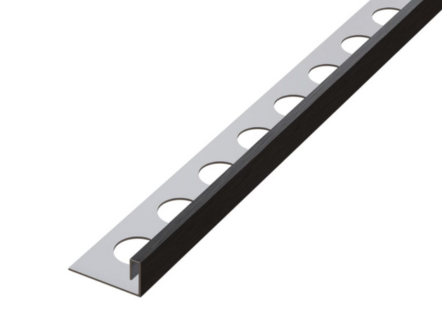 Perfil decorativo JS angular rectificado en acero inoxidable negro satinado