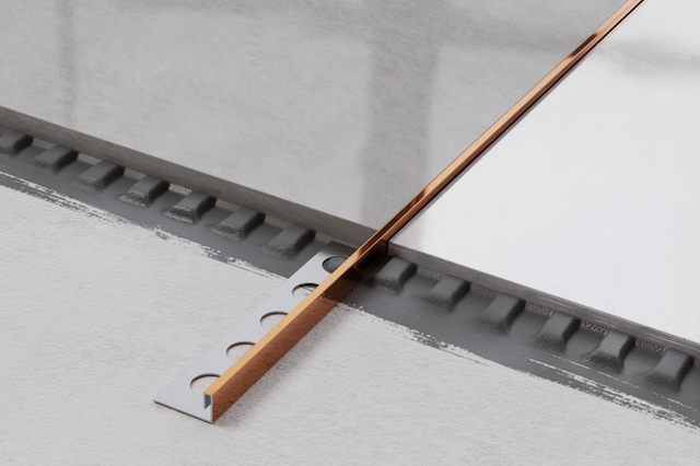 Profil décoratif Js d'angle rectifié en acier inoxydable - cuivre brillant