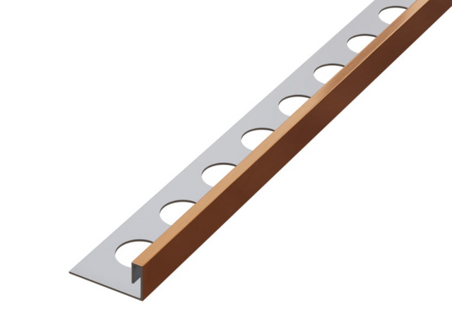 Profil décoratif en acier inoxydable cuivré satiné rectifié en JS angulaire