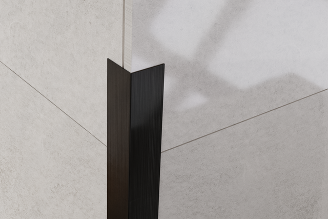 Perfil decorativo L angular de acero inoxidable negro satinado