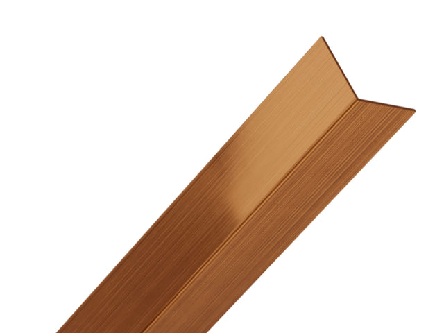 Perfil decorativo L angular de acero inoxidable con acabado en cobre satinado