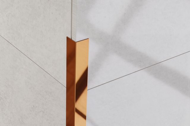 Profil décoratif en acier inoxydable cuivre brillant en forme de L