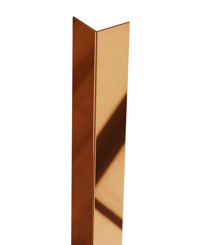 Profil décoratif en acier inoxydable cuivre brillant en forme de L