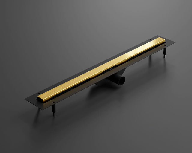 Lineare Duschrinne aus satiniertem Edelstahl in Gold