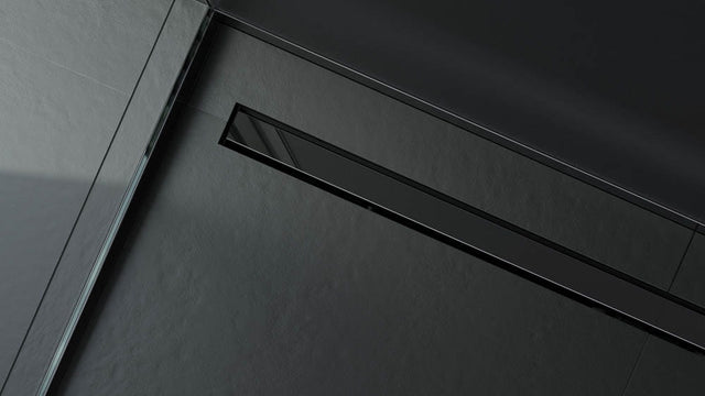 Canaleta lineal para desagüe de ducha en acero inoxidable negro brillante