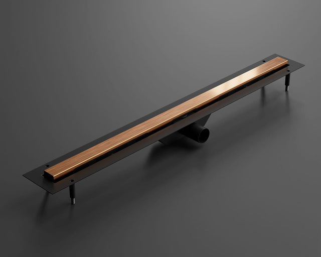 Lineare Ablaufrinne für Dusche aus satiniertem Kupfer-Edelstahl